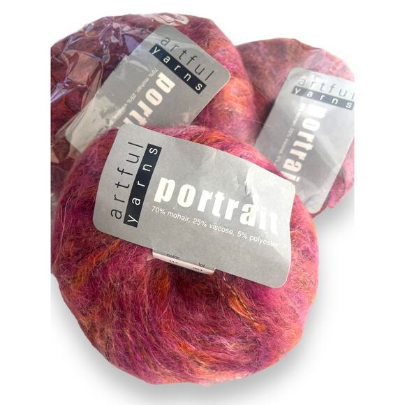 3 Skeins Artful PORTRAIT Mohair Fuzzy Yarn 🧶 114 Fazio's Mistress Pink - Picture 1 of 12